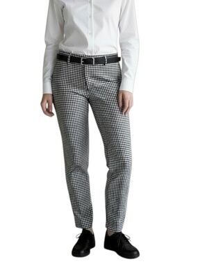 Theory Treeca CL Winhall Pants Sze 6 Black & White Houndstooth Cropped F0704218